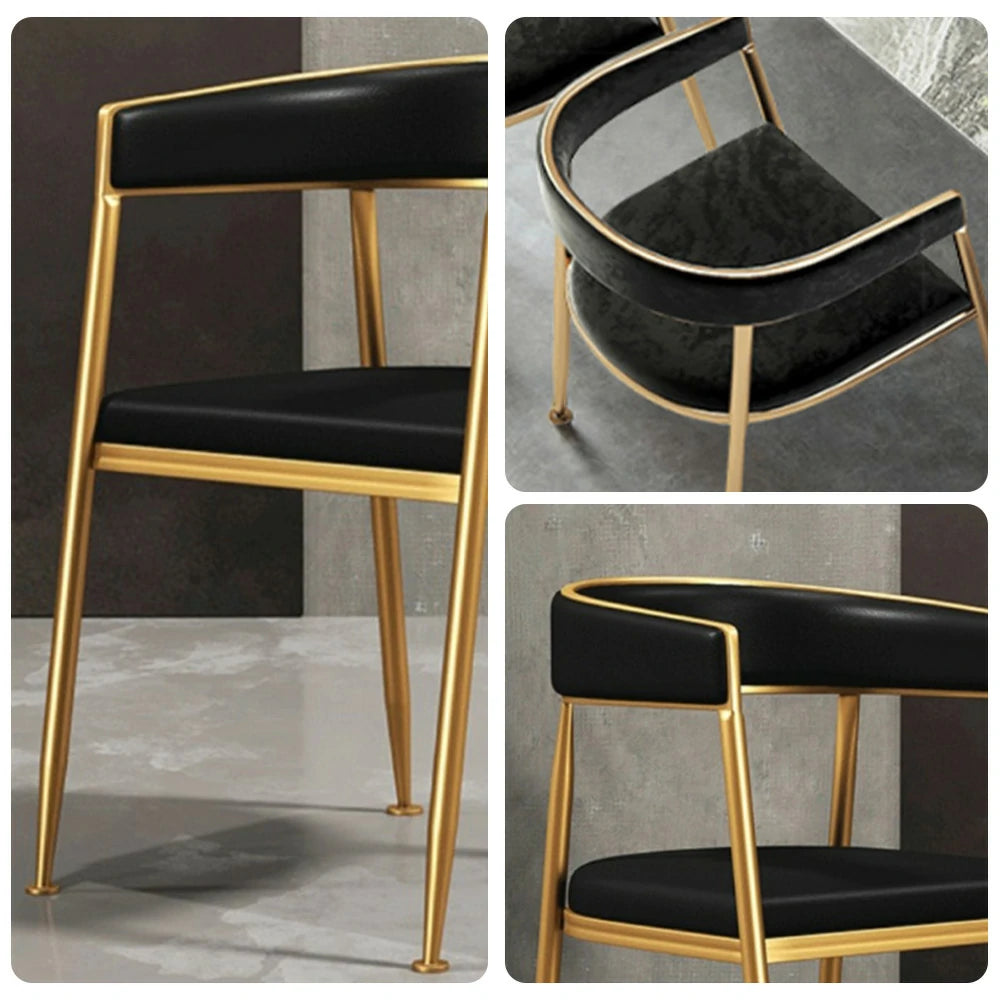 SOLARA Dining Chair Comfortable Leather Backrest with High-Density Foam, Sturdy Iron Frame, Strong Load-Bearing Durable Design - Black