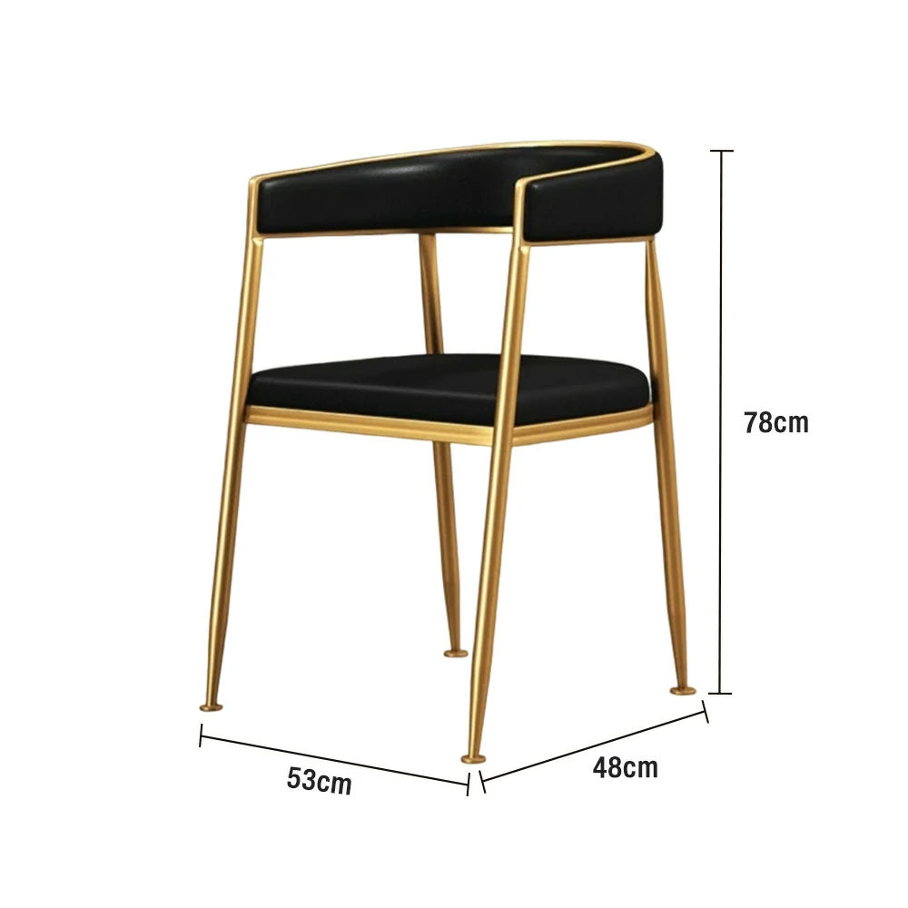 SOLARA Dining Chair Comfortable Leather Backrest with High-Density Foam, Sturdy Iron Frame, Strong Load-Bearing Durable Design - Black