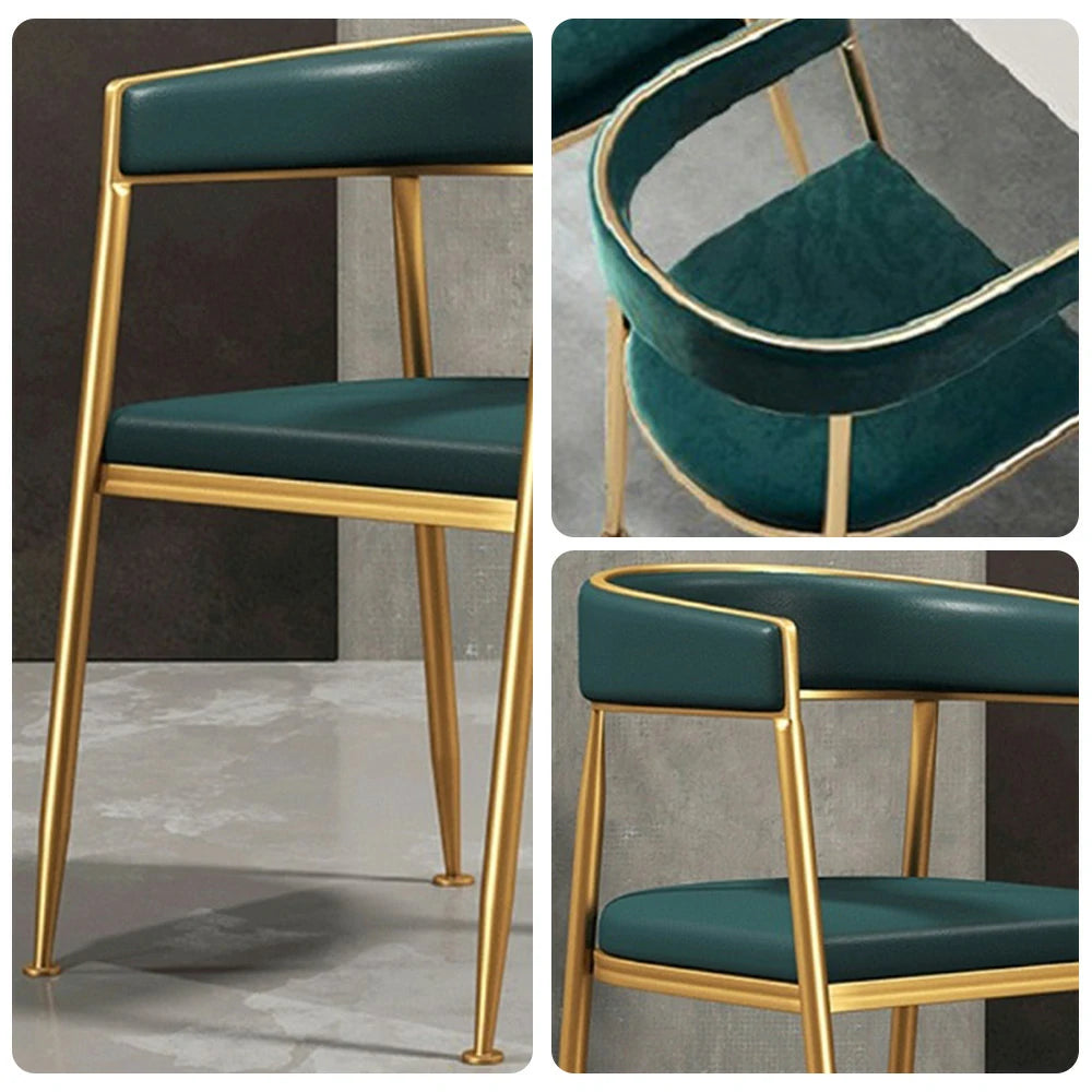 SOLARA Dining Chair Comfortable Leather Backrest with High-Density Foam, Sturdy Iron Frame, Strong Load-Bearing Durable Design - Green