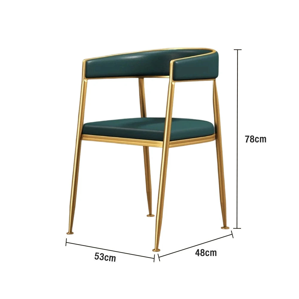 SOLARA Dining Chair Comfortable Leather Backrest with High-Density Foam, Sturdy Iron Frame, Strong Load-Bearing Durable Design - Green