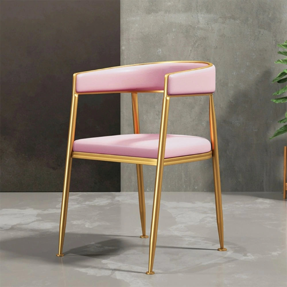 SOLARA Dining Chair Comfortable Leather Backrest with High-Density Foam, Sturdy Iron Frame, Strong Load-Bearing Durable Design - Pink