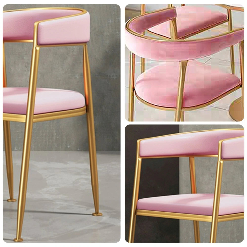 SOLARA Dining Chair Comfortable Leather Backrest with High-Density Foam, Sturdy Iron Frame, Strong Load-Bearing Durable Design - Pink