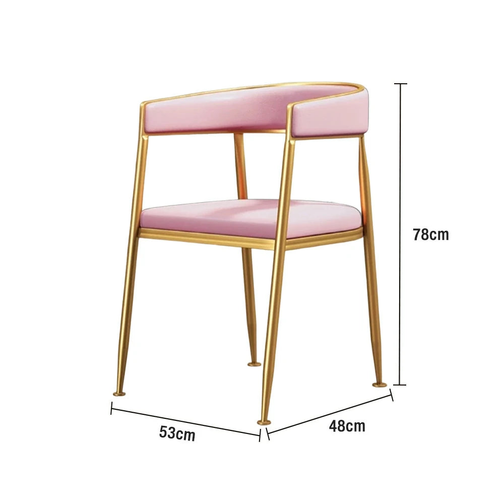 SOLARA Dining Chair Comfortable Leather Backrest with High-Density Foam, Sturdy Iron Frame, Strong Load-Bearing Durable Design - Pink