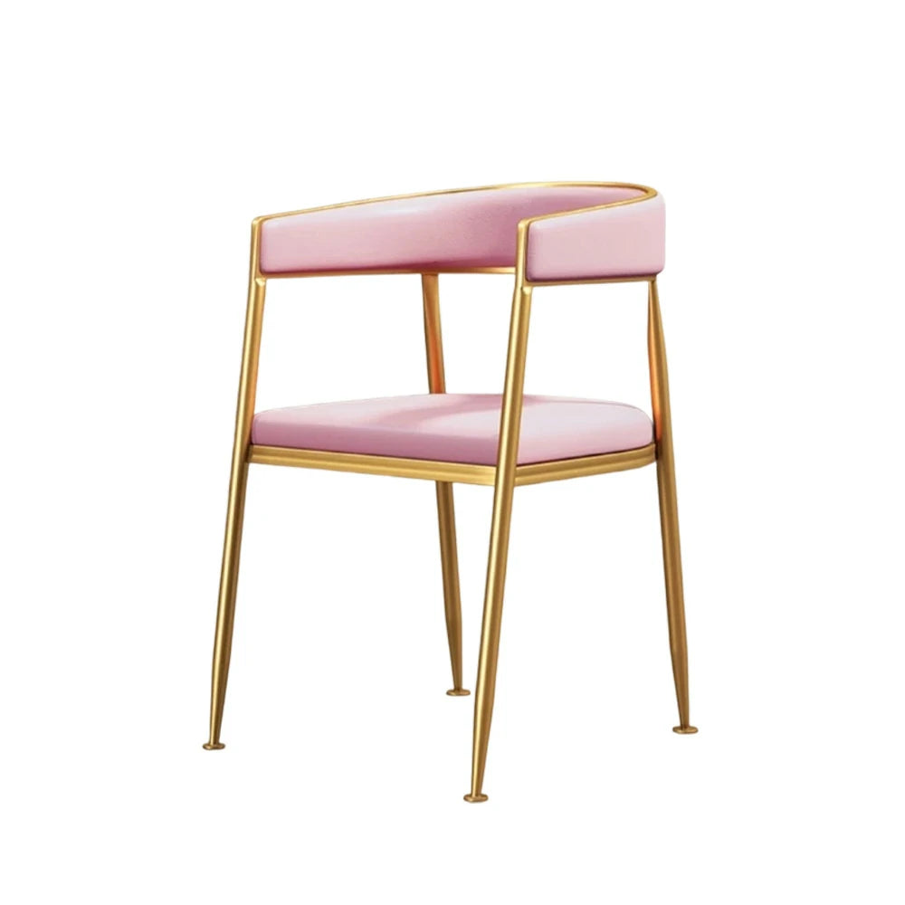 SOLARA Dining Chair Comfortable Leather Backrest with High-Density Foam, Sturdy Iron Frame, Strong Load-Bearing Durable Design - Pink