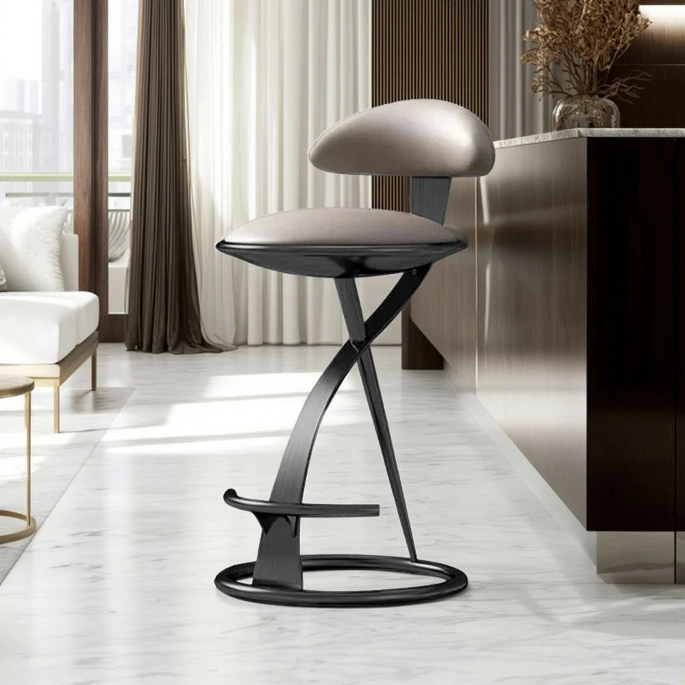 SOLARA Dining Chair Top-Grain Leather Upholstery with High-Resilience Foam, Brushed Black Stainless Steel Frame, Strong Load-Bearing Durable Design - Black