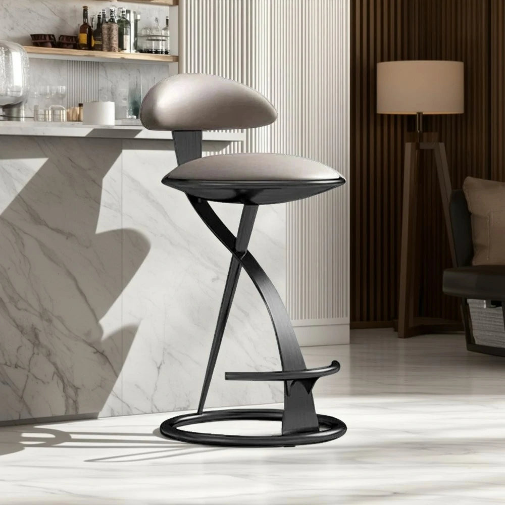 SOLARA Dining Chair Top-Grain Leather Upholstery with High-Resilience Foam, Brushed Black Stainless Steel Frame, Strong Load-Bearing Durable Design - Black