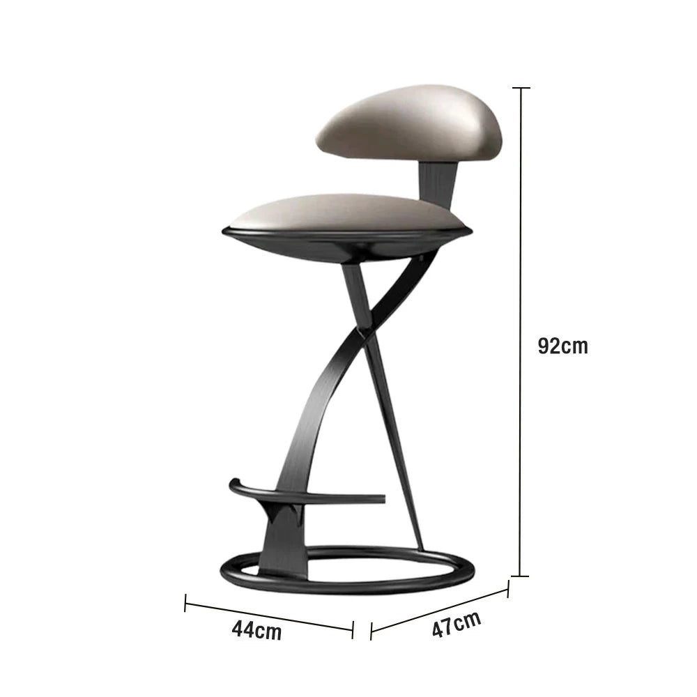 SOLARA Dining Chair Top-Grain Leather Upholstery with High-Resilience Foam, Brushed Black Stainless Steel Frame, Strong Load-Bearing Durable Design - Black