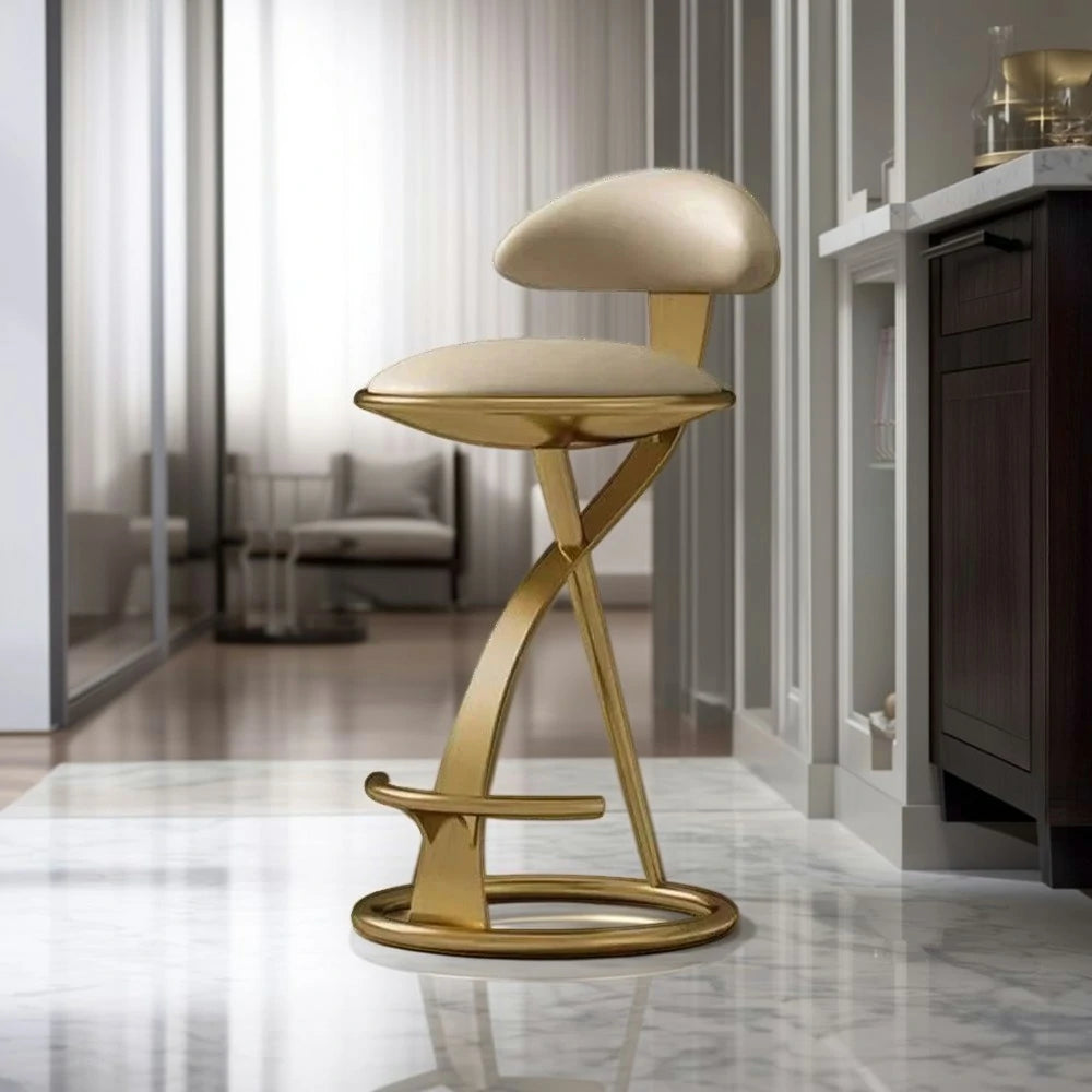 SOLARA Dining Chair Top-Grain Leather Upholstery with High-Resilience Foam, Brushed Black Stainless Steel Frame, Strong Load-Bearing Durable Design - Gold