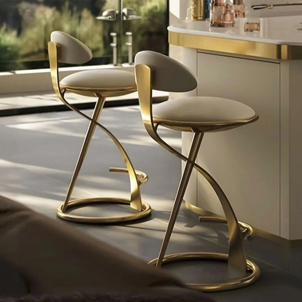 SOLARA Dining Chair Top-Grain Leather Upholstery with High-Resilience Foam, Brushed Black Stainless Steel Frame, Strong Load-Bearing Durable Design - Gold