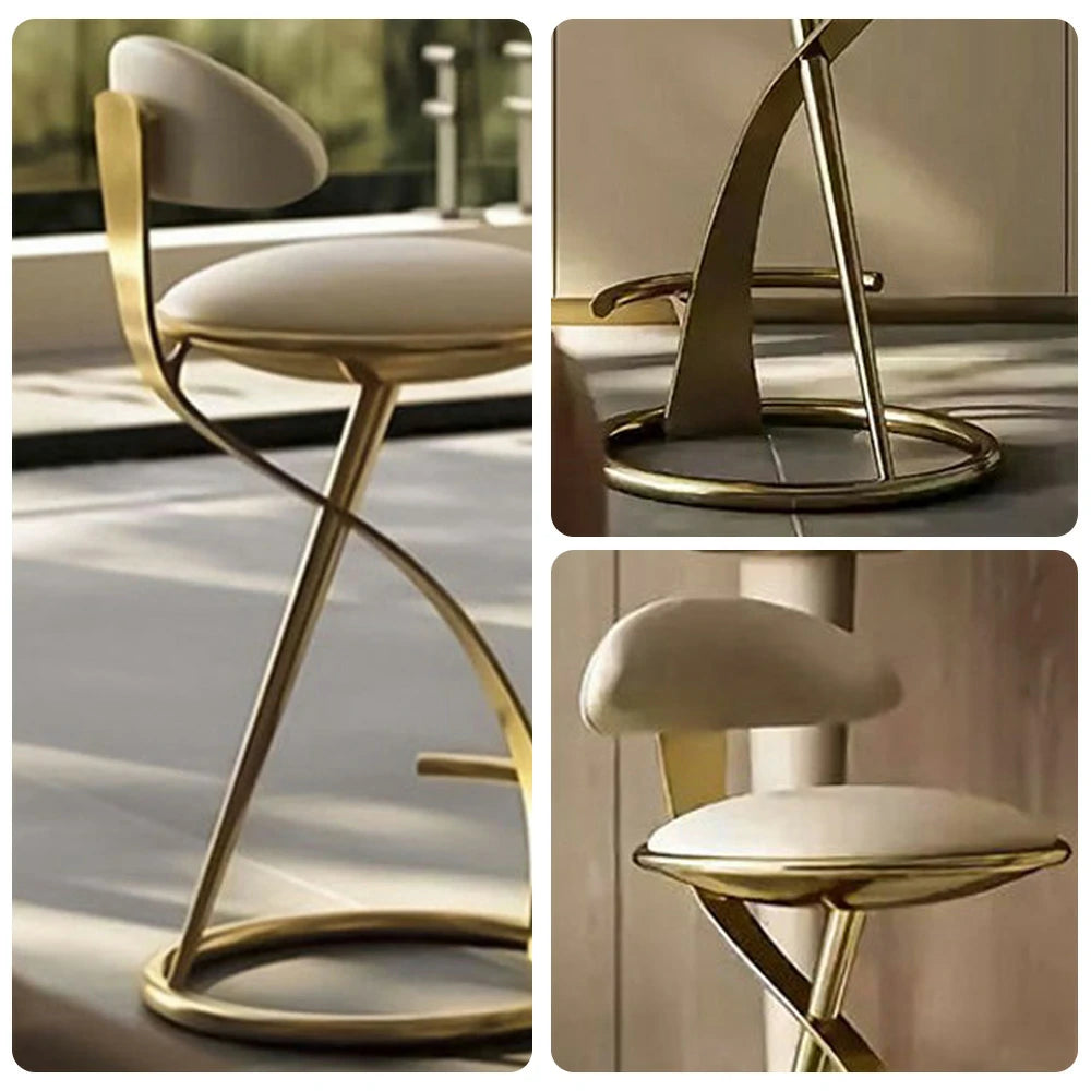 SOLARA Dining Chair Top-Grain Leather Upholstery with High-Resilience Foam, Brushed Black Stainless Steel Frame, Strong Load-Bearing Durable Design - Gold