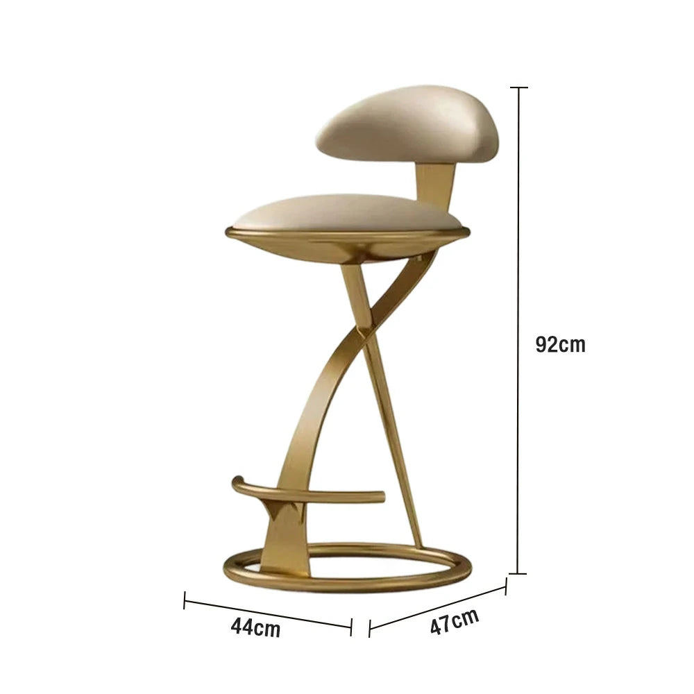 SOLARA Dining Chair Top-Grain Leather Upholstery with High-Resilience Foam, Brushed Black Stainless Steel Frame, Strong Load-Bearing Durable Design - Gold