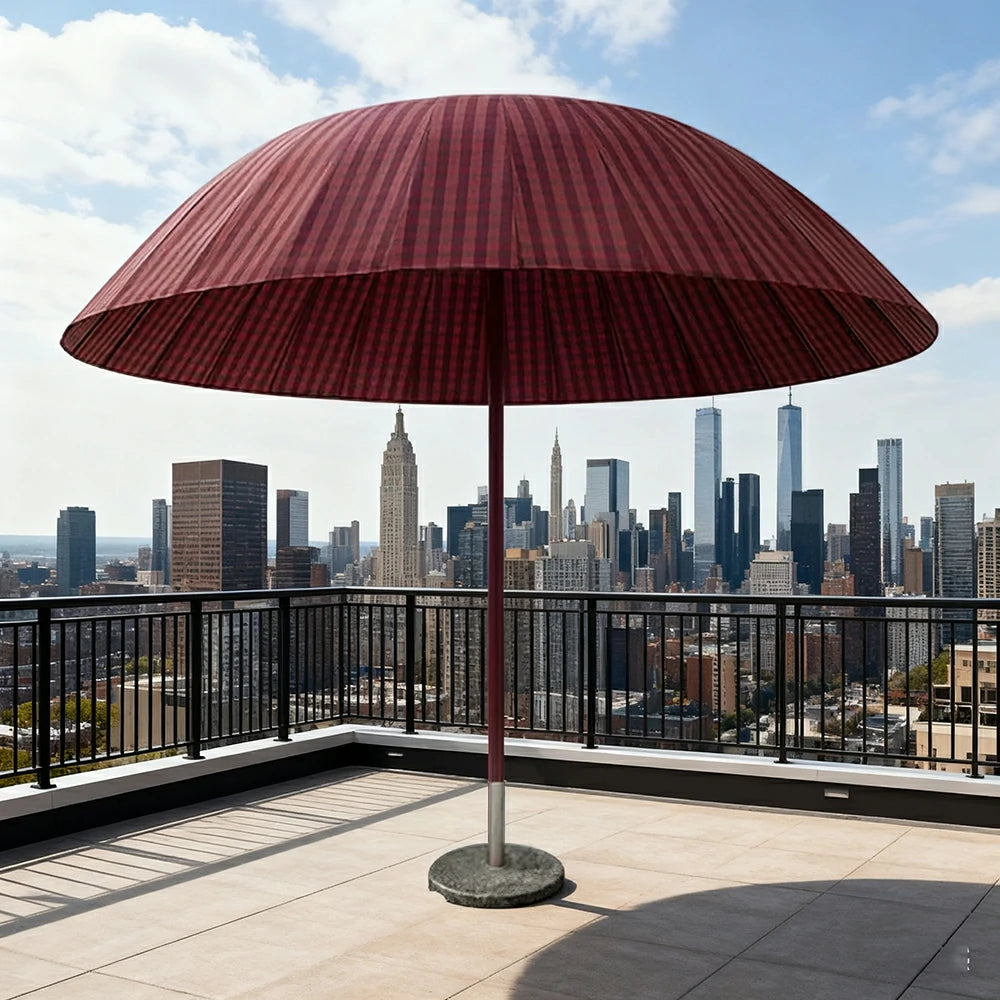 SOLARA Outdoor Central Pole Umbrella - 2.5m Round Canopy with Fade-Resistant Fabric, Strong Wind Stability, Sunshade & Rain Protection, 40kg Marble Base Included - Red