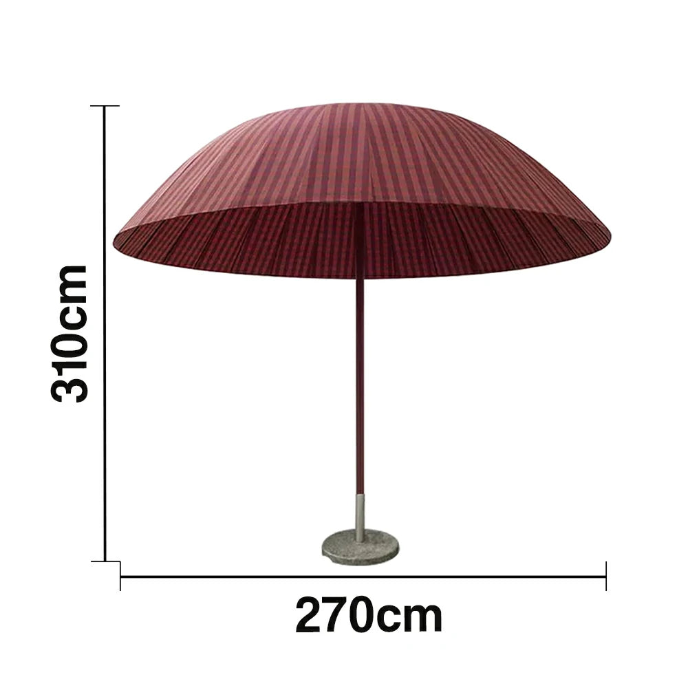 SOLARA Outdoor Central Pole Umbrella - 2.5m Round Canopy with Fade-Resistant Fabric, Strong Wind Stability, Sunshade & Rain Protection, 40kg Marble Base Included - Red