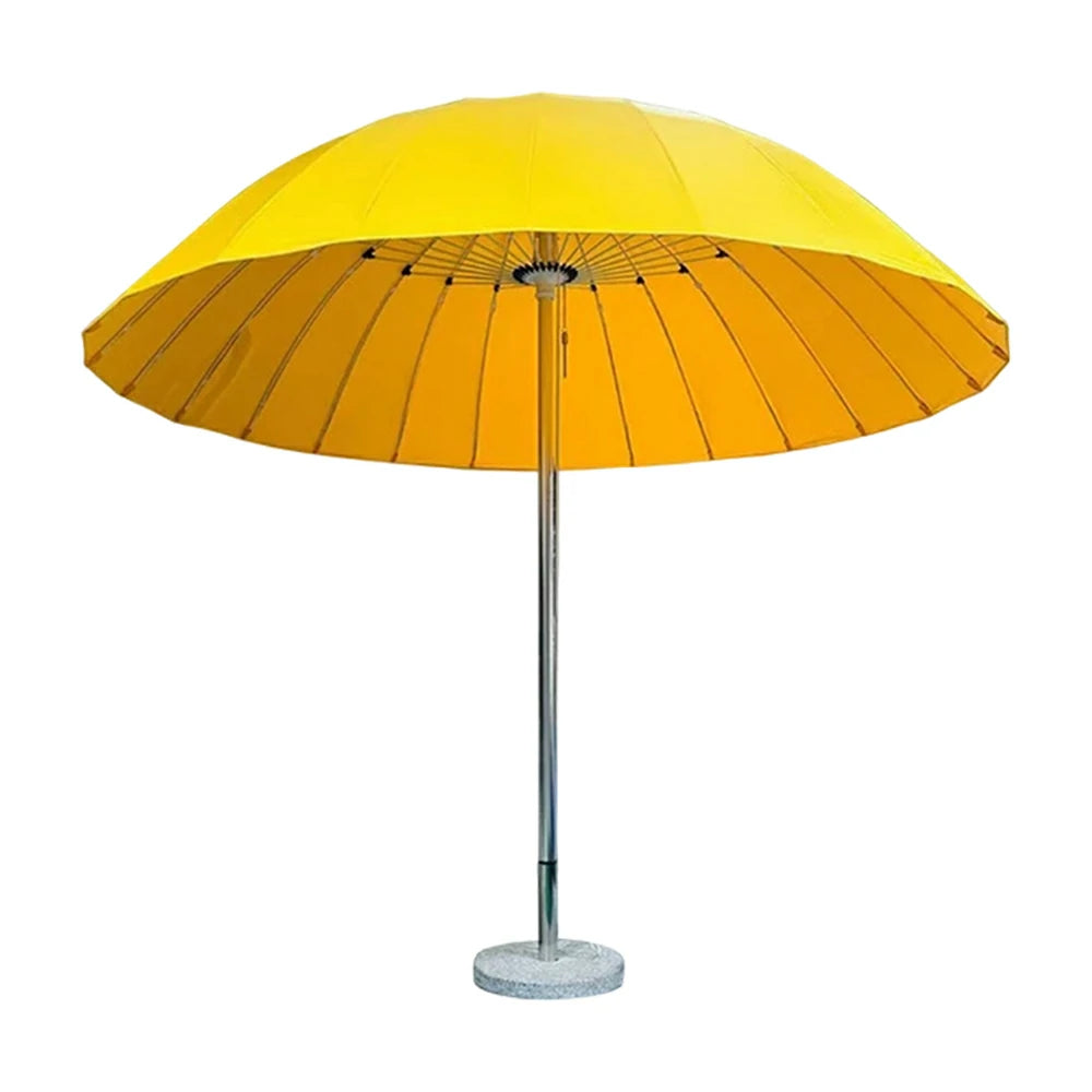SOLARA Outdoor Central Pole Umbrella - 2.5m Round Canopy with Fade-Resistant Fabric, Strong Wind Stability, Sunshade & Rain Protection, 40kg Marble Base Included - Yellow