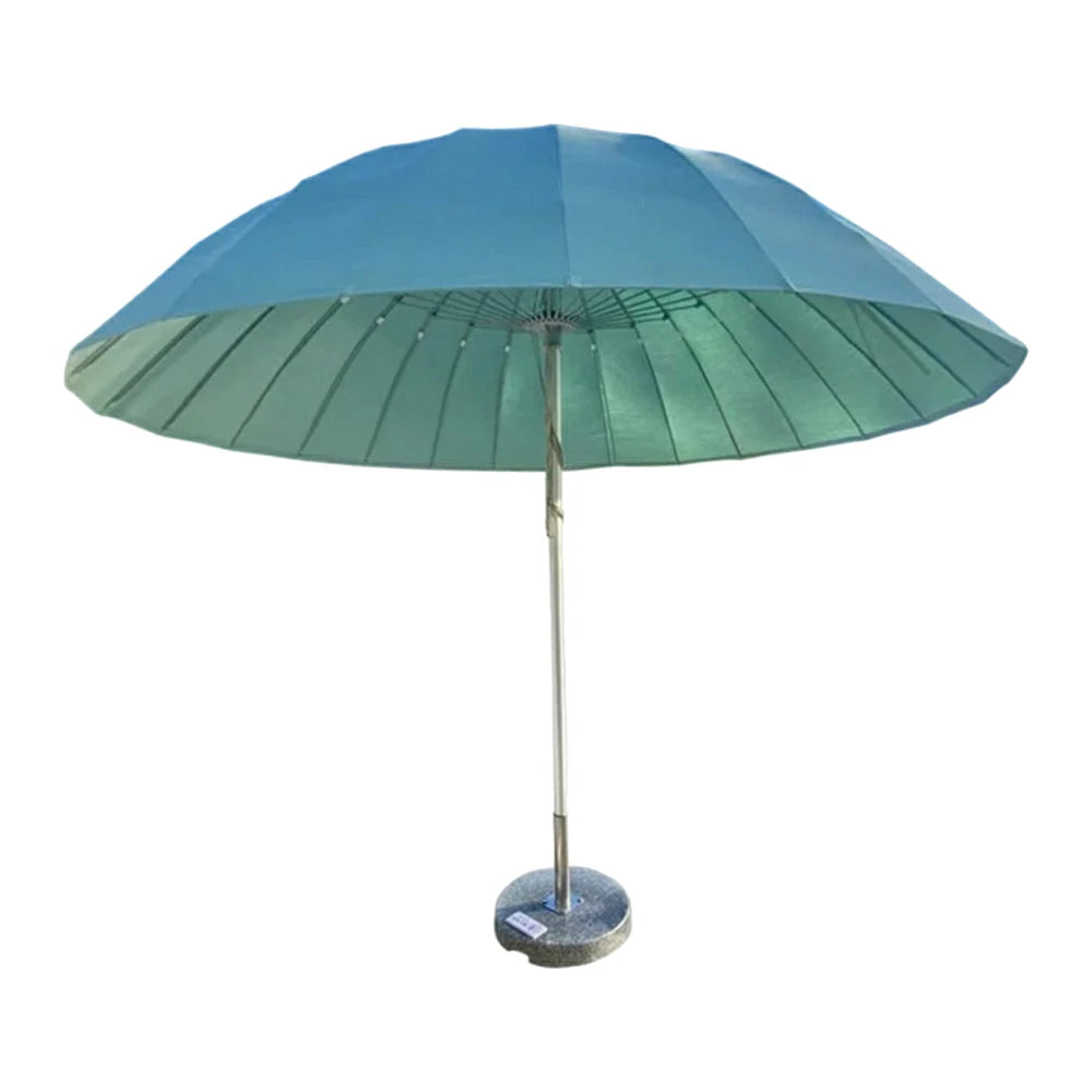 SOLARA Outdoor Central Pole Umbrella - 2.5m Round Canopy with Fade-Resistant Fabric, Strong Wind Stability, Sunshade & Rain Protection, 40kg Marble Base Included - Blue