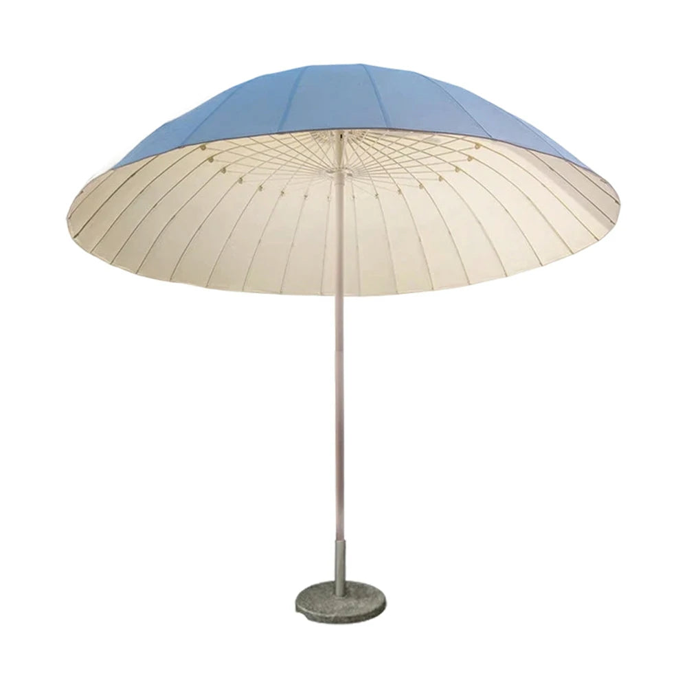 SOLARA Outdoor Central Pole Umbrella - 2.5m Round Canopy with Fade-Resistant Fabric, Strong Wind Stability, Sunshade & Rain Protection, 40kg Marble Base Included - White