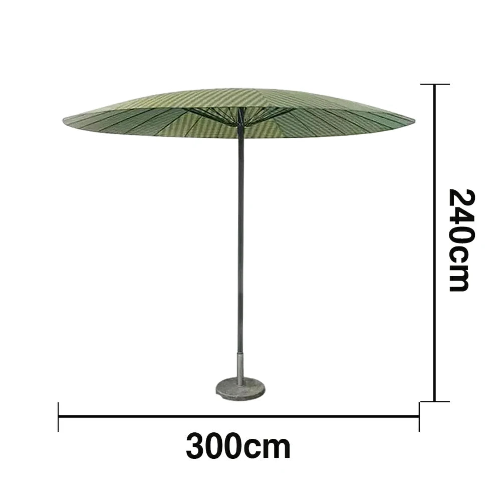 SOLARA Outdoor Central Pole Umbrella - 3m Round Canopy with Fade-Resistant Fabric, Stable Wind Support, Sunshade & Rain Protection, Marble Base Included - Green