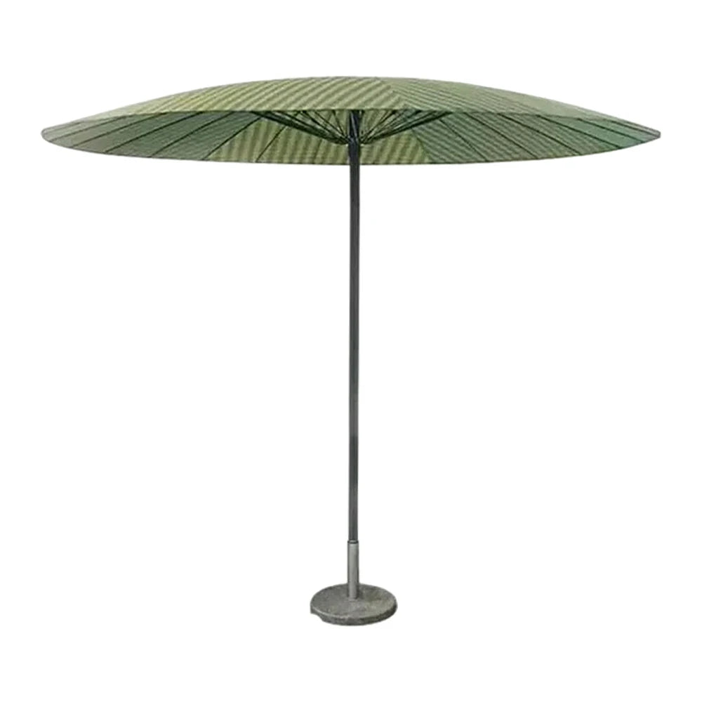 SOLARA Outdoor Central Pole Umbrella - 3m Round Canopy with Fade-Resistant Fabric, Stable Wind Support, Sunshade & Rain Protection, Marble Base Included - Green