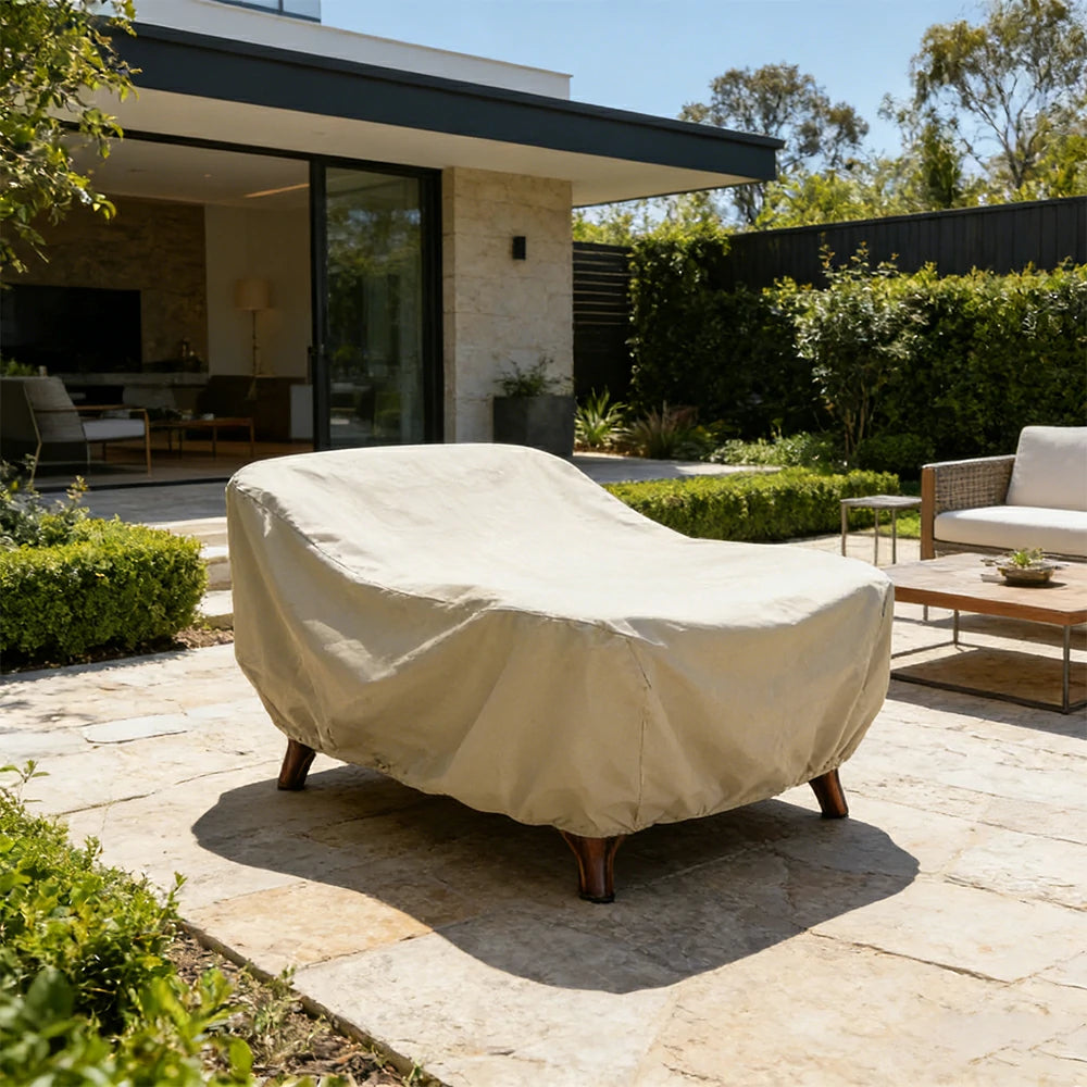 SOLARA Outdoor Table & Chair Rain Cover - 120/160/200cm Waterproof Oxford Fabric with Protective Rubber Backing, All-Weather Outdoor Protection - Beige
