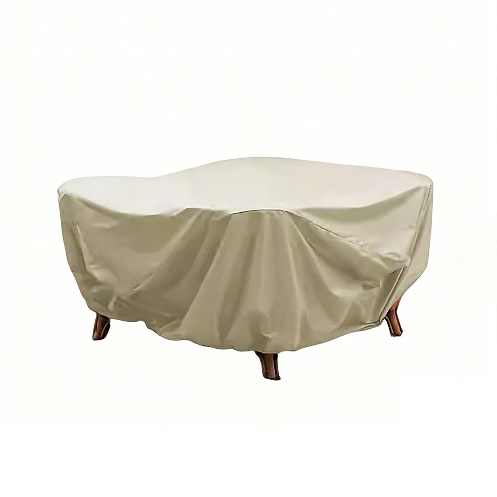 SOLARA Outdoor Table & Chair Rain Cover - 120/160/200cm Waterproof Oxford Fabric with Protective Rubber Backing, All-Weather Outdoor Protection - Beige