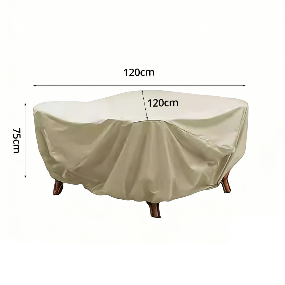 SOLARA Outdoor Table & Chair Rain Cover - 120/160/200cm Waterproof Oxford Fabric with Protective Rubber Backing, All-Weather Outdoor Protection - Beige