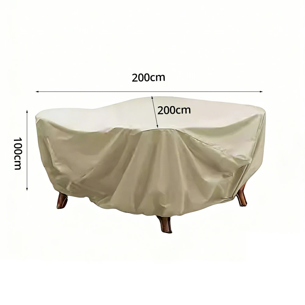 SOLARA Outdoor Table & Chair Rain Cover - 120/160/200cm Waterproof Oxford Fabric with Protective Rubber Backing, All-Weather Outdoor Protection - Beige