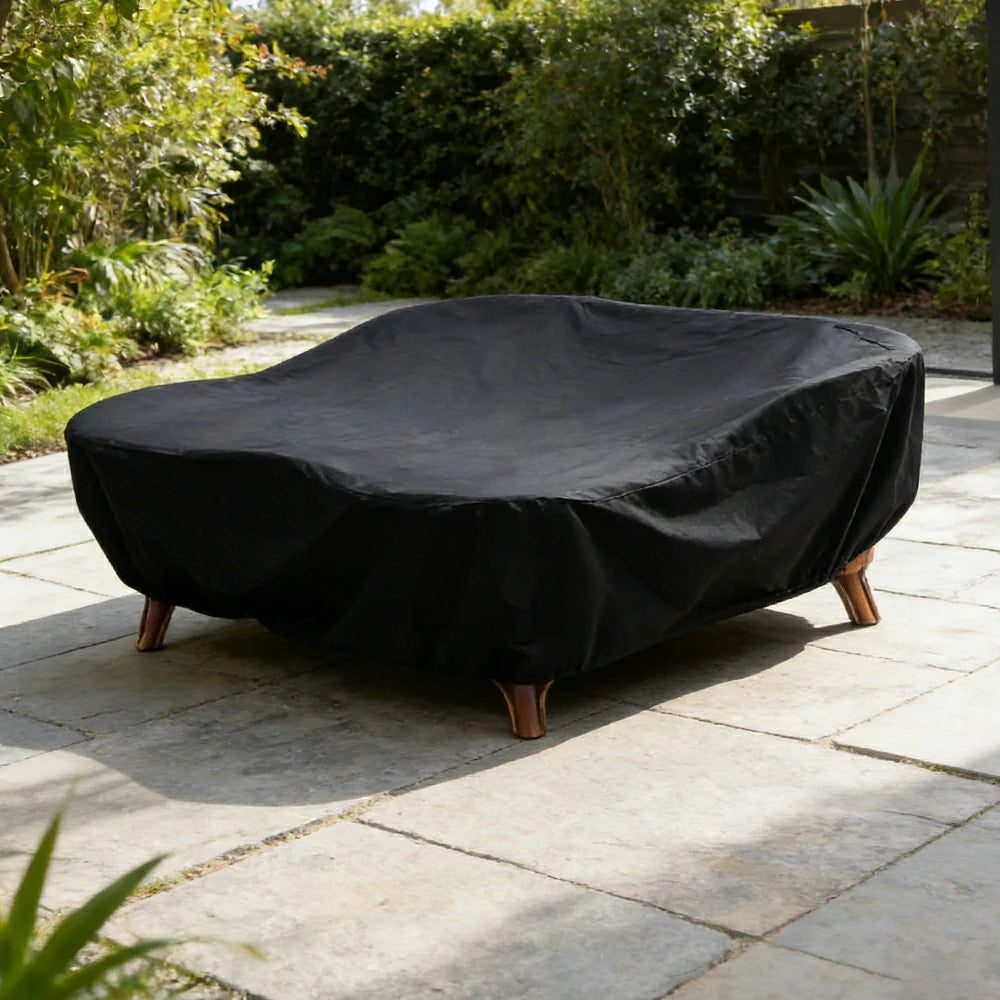 SOLARA Outdoor Table & Chair Rain Cover - 120/160/200cm Waterproof Oxford Fabric with Protective Rubber Backing, All-Weather Outdoor Protection - Black