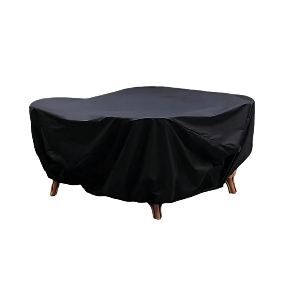 SOLARA Outdoor Table & Chair Rain Cover - 120/160/200cm Waterproof Oxford Fabric with Protective Rubber Backing, All-Weather Outdoor Protection - Black