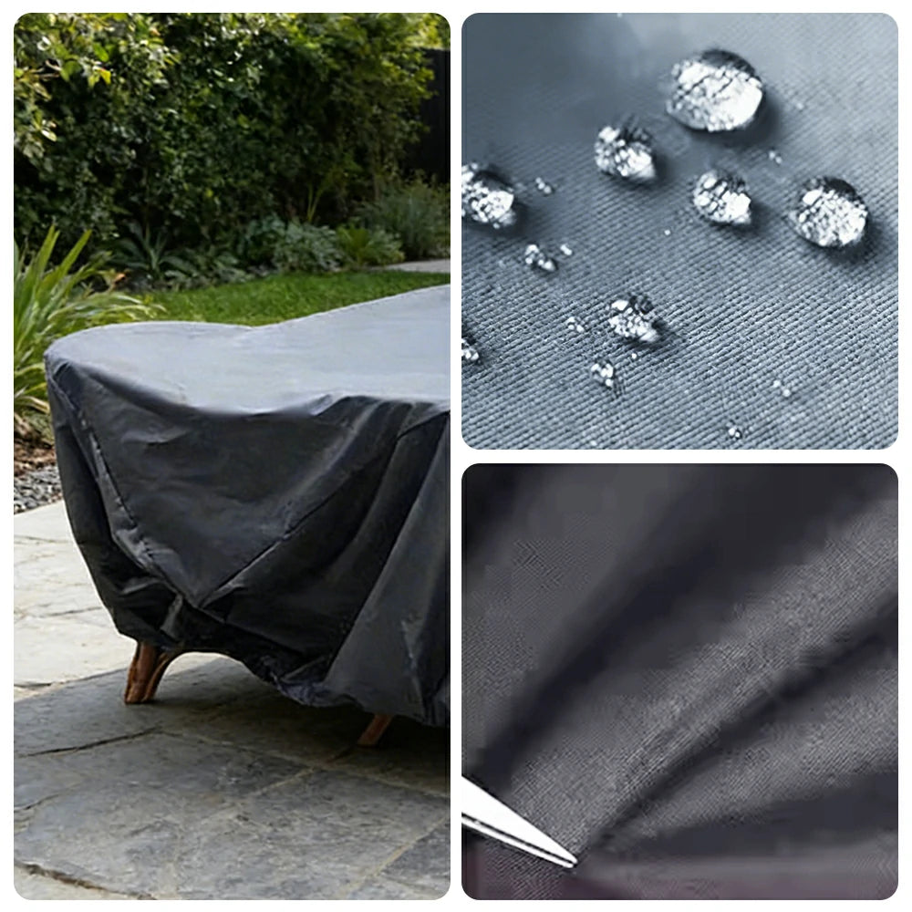 SOLARA Outdoor Table & Chair Rain Cover - 120/160/200cm Waterproof Oxford Fabric with Protective Rubber Backing, All-Weather Outdoor Protection - Grey