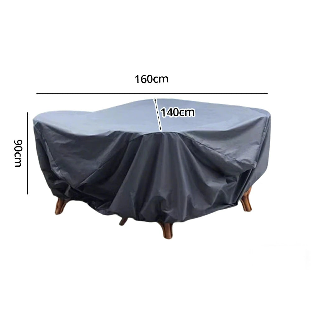 SOLARA Outdoor Table & Chair Rain Cover - 120/160/200cm Waterproof Oxford Fabric with Protective Rubber Backing, All-Weather Outdoor Protection - Grey