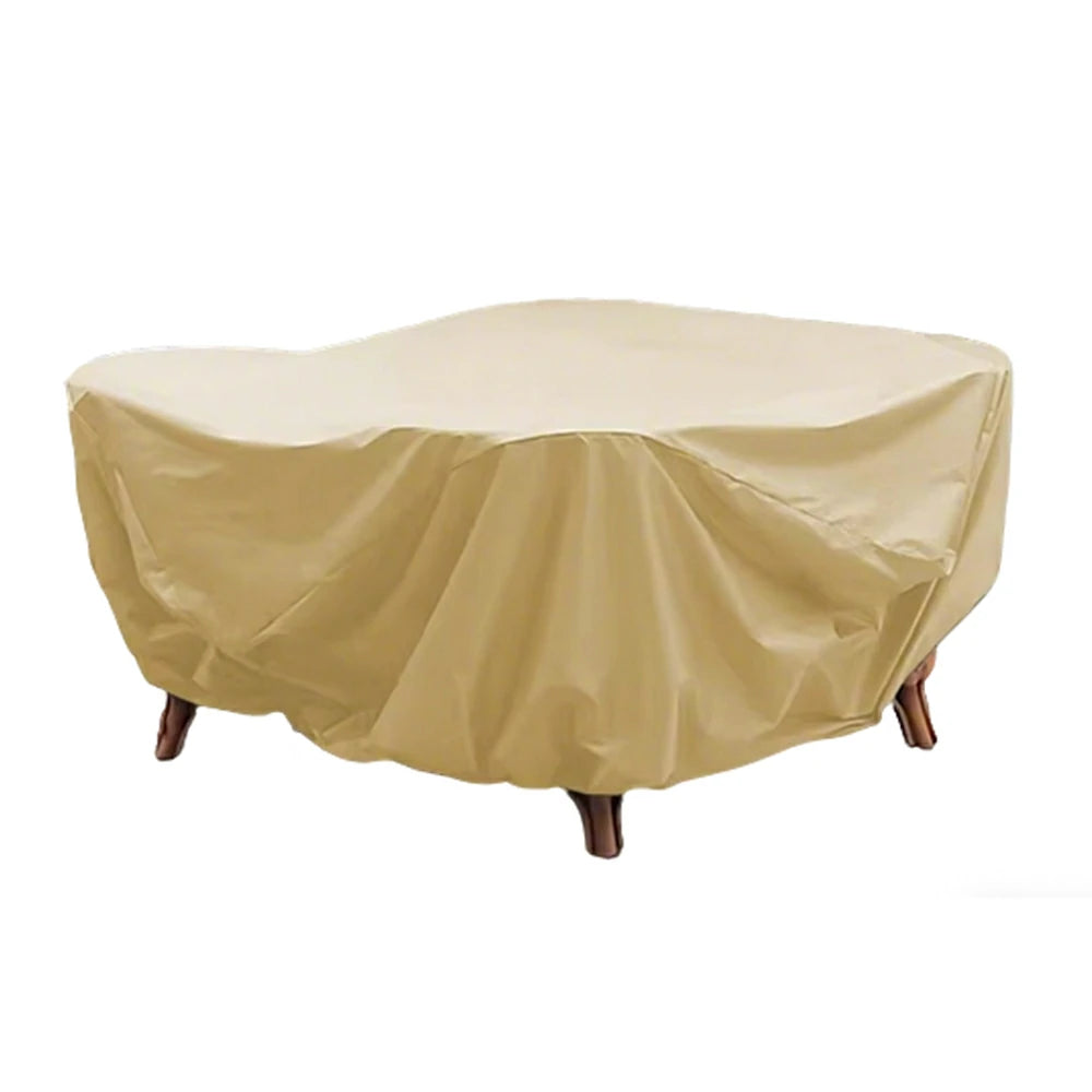 SOLARA Outdoor Table & Chair Rain Cover - 120/160/200cm Waterproof Oxford Fabric with Protective Rubber Backing, All-Weather Outdoor Protection - Khaki