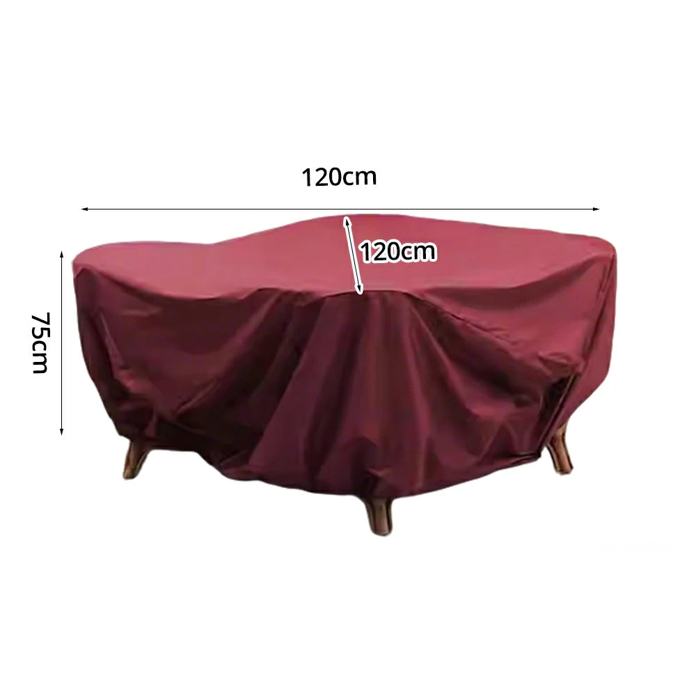 SOLARA Outdoor Table & Chair Rain Cover - 120/160/200cm Waterproof Oxford Fabric with Protective Rubber Backing, All-Weather Outdoor Protection - Wine Red