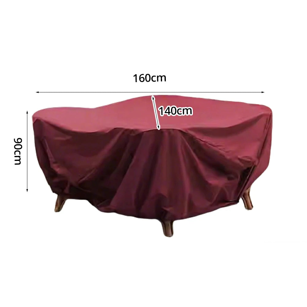 SOLARA Outdoor Table & Chair Rain Cover - 120/160/200cm Waterproof Oxford Fabric with Protective Rubber Backing, All-Weather Outdoor Protection - Wine Red