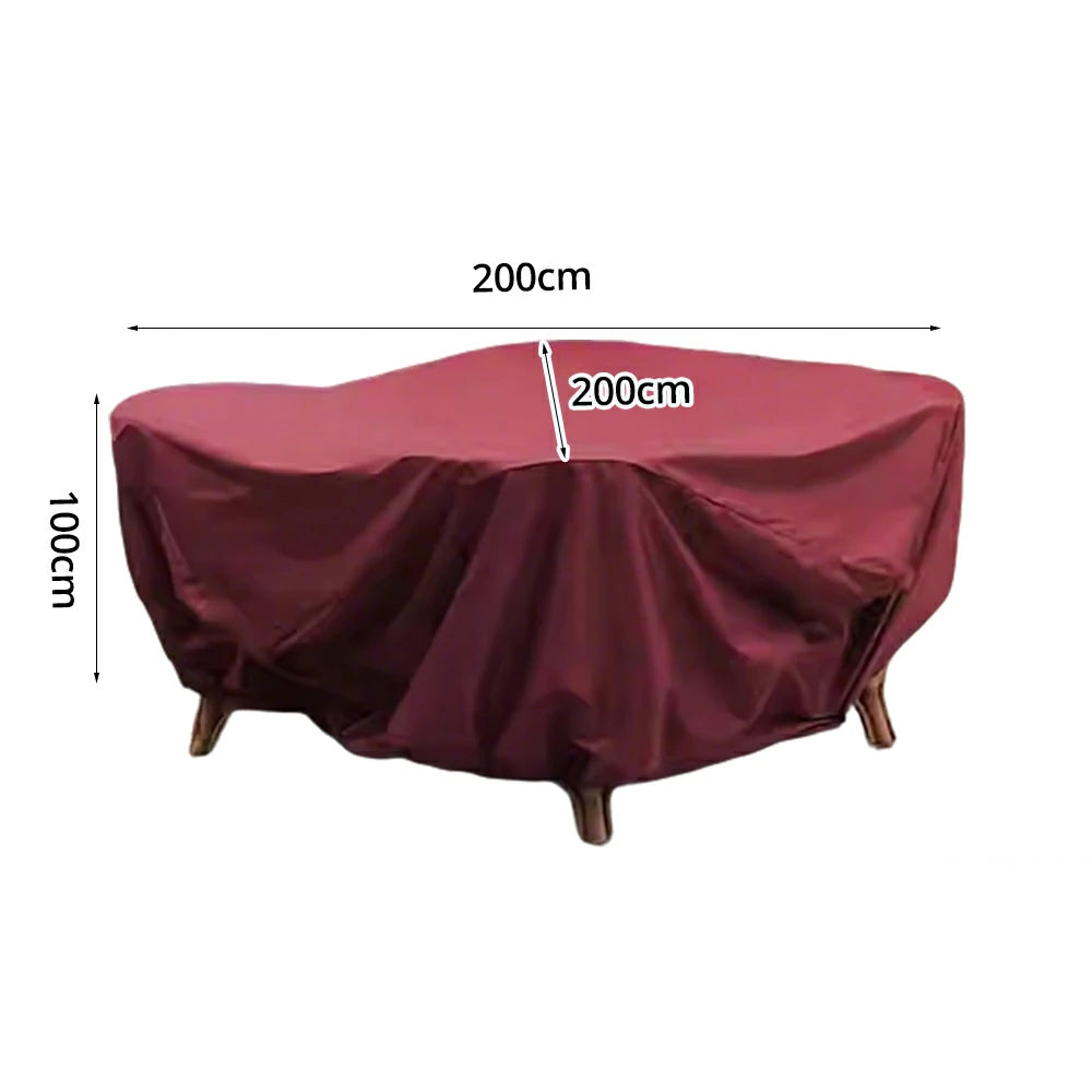 SOLARA Outdoor Table & Chair Rain Cover - 120/160/200cm Waterproof Oxford Fabric with Protective Rubber Backing, All-Weather Outdoor Protection - Wine Red
