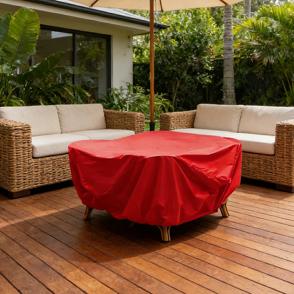 SOLARA Outdoor Table & Chair Rain Cover - 120/160/200cm Waterproof Oxford Fabric with Protective Rubber Backing, All-Weather Outdoor Protection -  Red