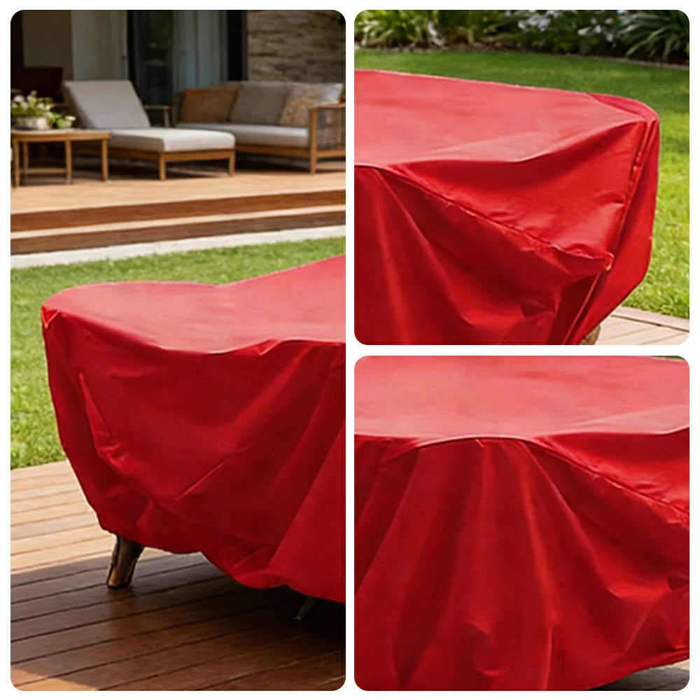 SOLARA Outdoor Table & Chair Rain Cover - 120/160/200cm Waterproof Oxford Fabric with Protective Rubber Backing, All-Weather Outdoor Protection -  Red