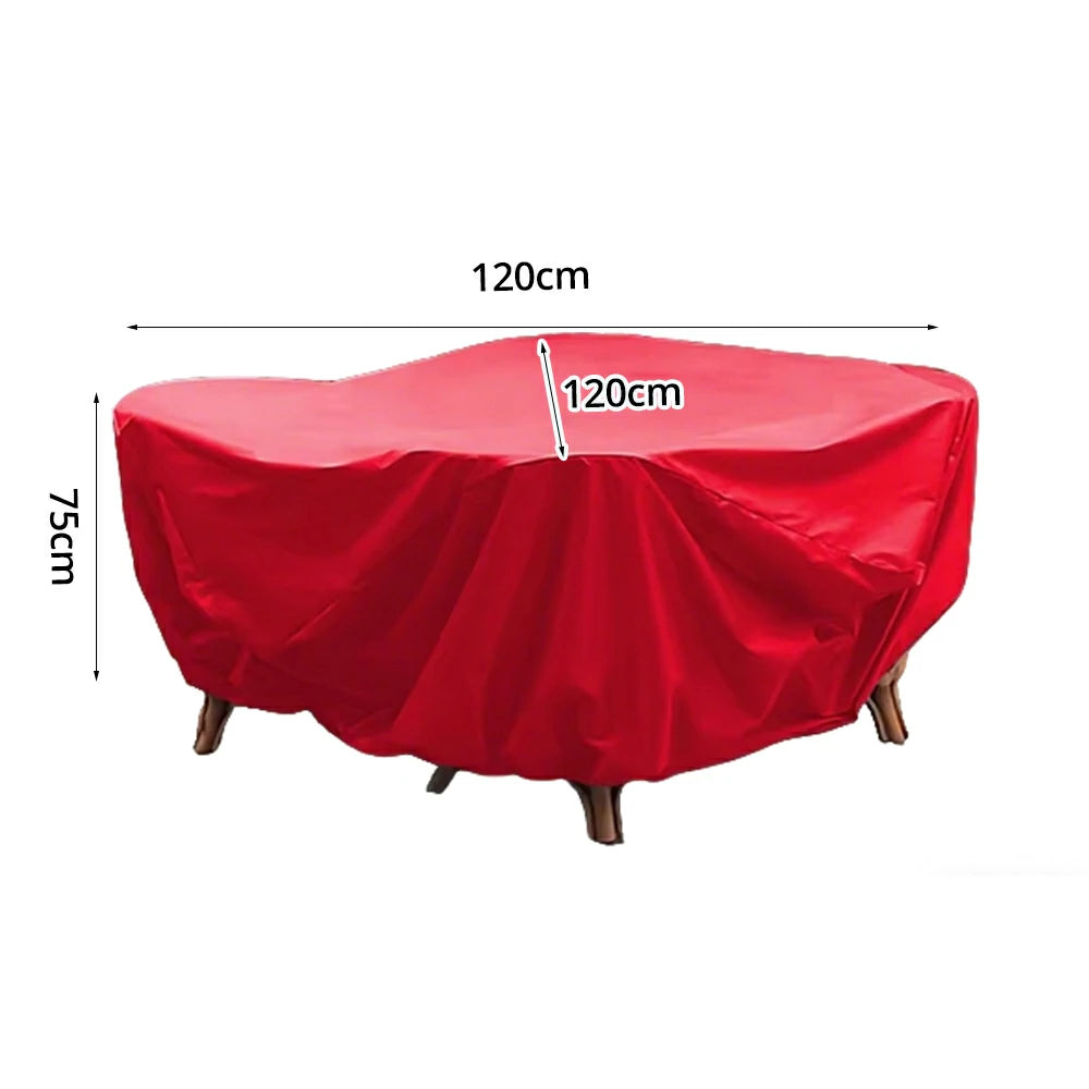 SOLARA Outdoor Table & Chair Rain Cover - 120/160/200cm Waterproof Oxford Fabric with Protective Rubber Backing, All-Weather Outdoor Protection -  Red