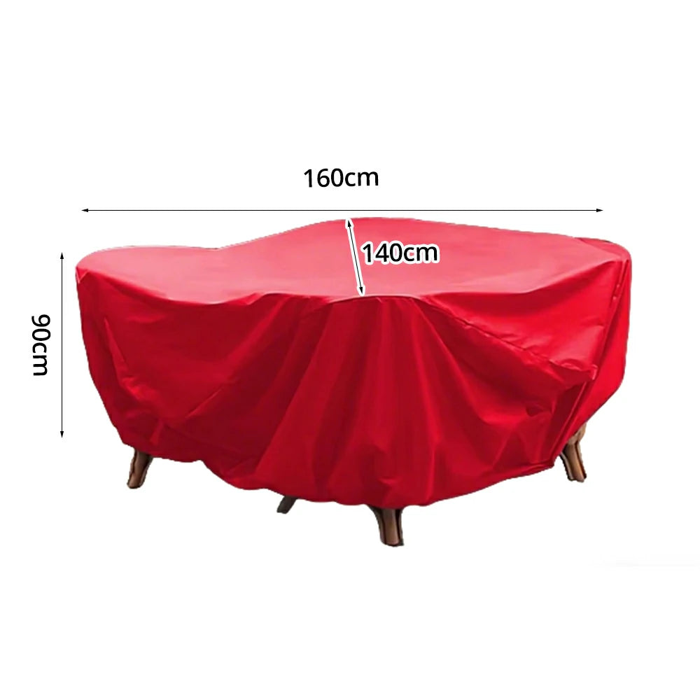 SOLARA Outdoor Table & Chair Rain Cover - 120/160/200cm Waterproof Oxford Fabric with Protective Rubber Backing, All-Weather Outdoor Protection -  Red
