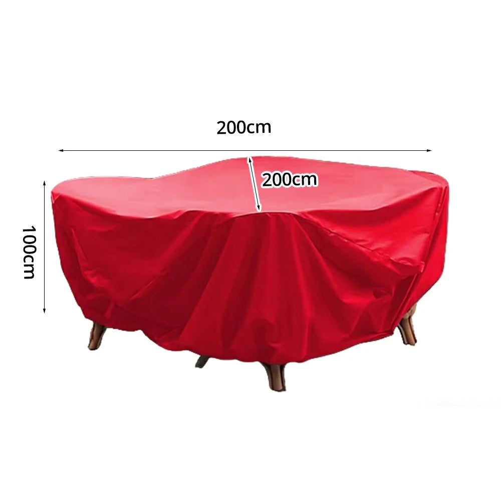 SOLARA Outdoor Table & Chair Rain Cover - 120/160/200cm Waterproof Oxford Fabric with Protective Rubber Backing, All-Weather Outdoor Protection -  Red