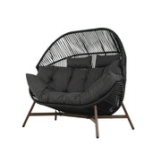 SOLARA Cloud Comfort Lounge Chair - Extra Wide Seating with Wraparound Cushion and Headrest, 142cm Patio Relax Chair - Matte Black