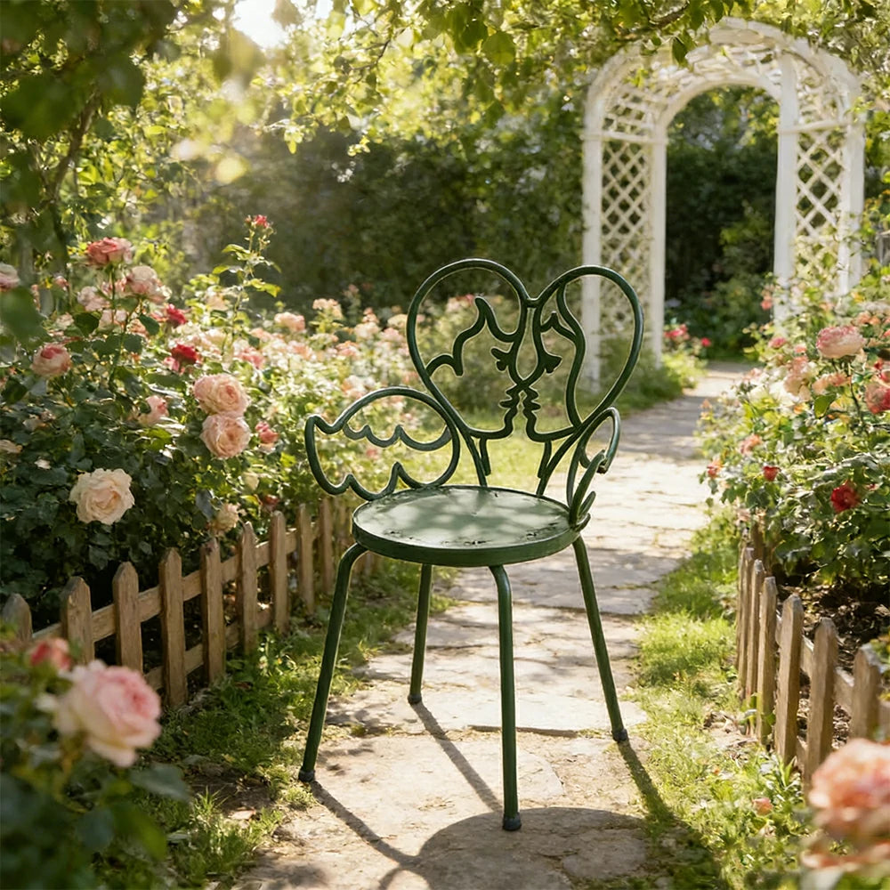 SOLARA Outdoor Dining Chair Lightweight Aluminium Frame Rust-Resistant Finish Romantic Backrest Design - Green