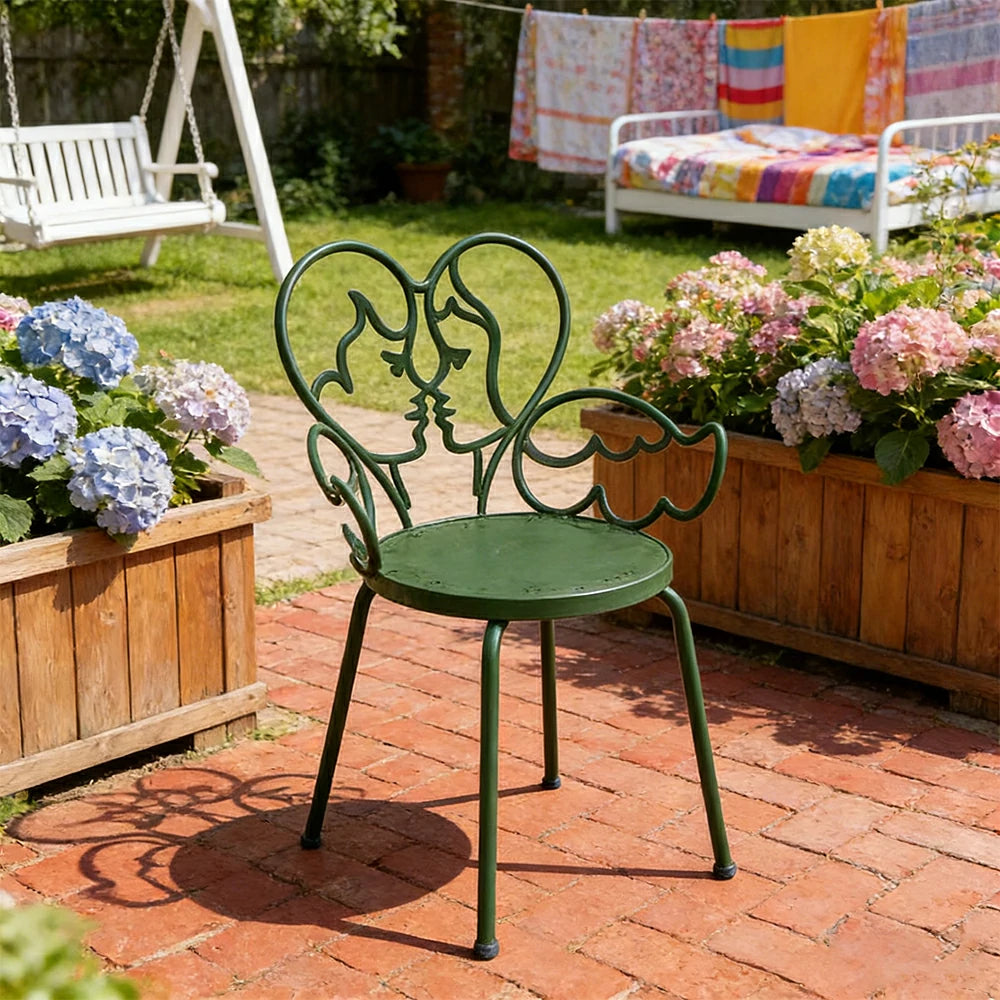 SOLARA Outdoor Dining Chair Lightweight Aluminium Frame Rust-Resistant Finish Romantic Backrest Design - Green