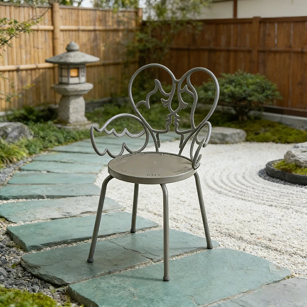 SOLARA Outdoor Dining Chair Lightweight Aluminium Frame Rust-Resistant Finish Romantic Backrest Design - Grey