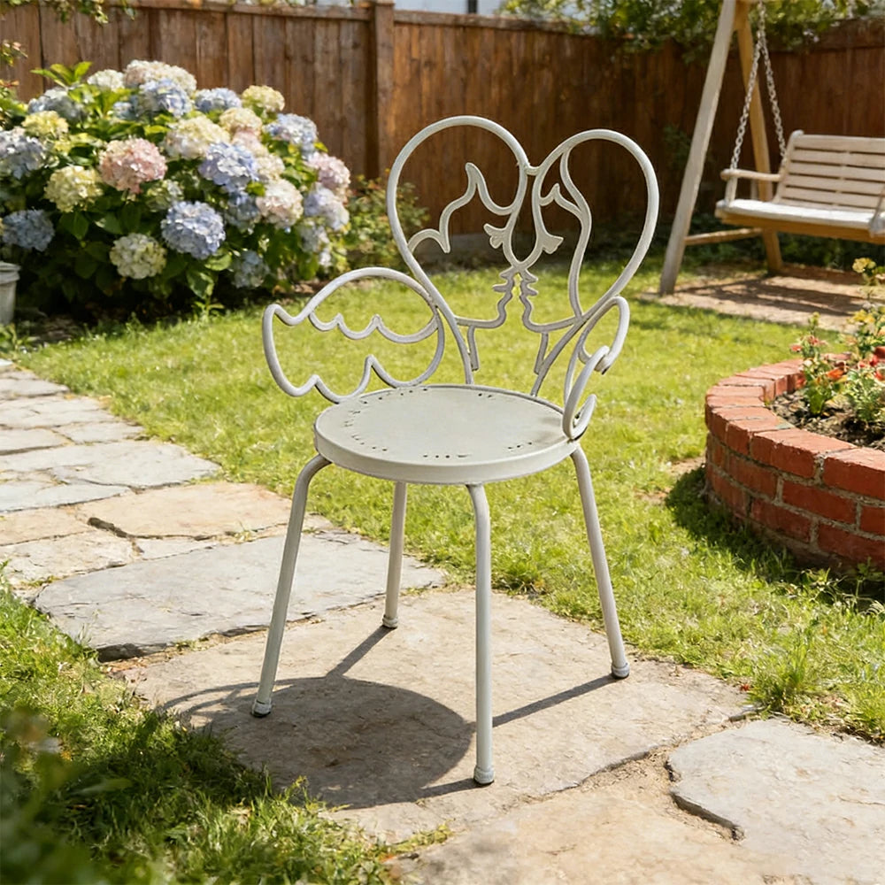 SOLARA Outdoor Dining Chair Lightweight Aluminium Frame Rust-Resistant Finish Romantic Backrest Design - White
