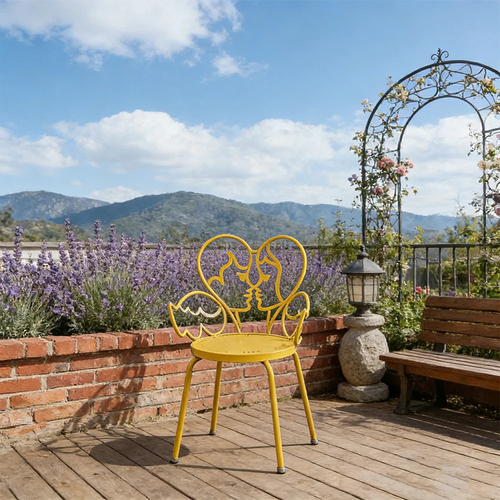 SOLARA Outdoor Dining Chair Lightweight Aluminium Frame Rust-Resistant Finish Romantic Backrest Design - Yellow