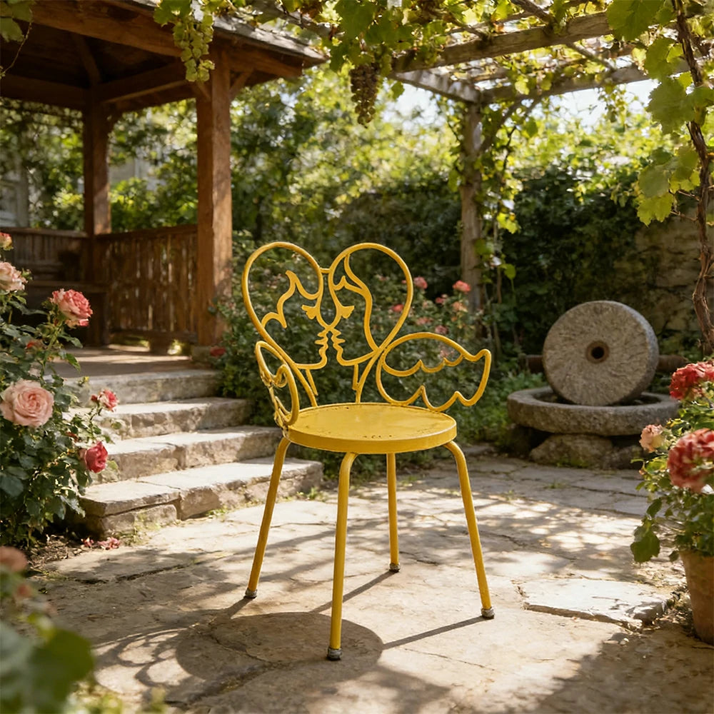SOLARA Outdoor Dining Chair Lightweight Aluminium Frame Rust-Resistant Finish Romantic Backrest Design - Yellow