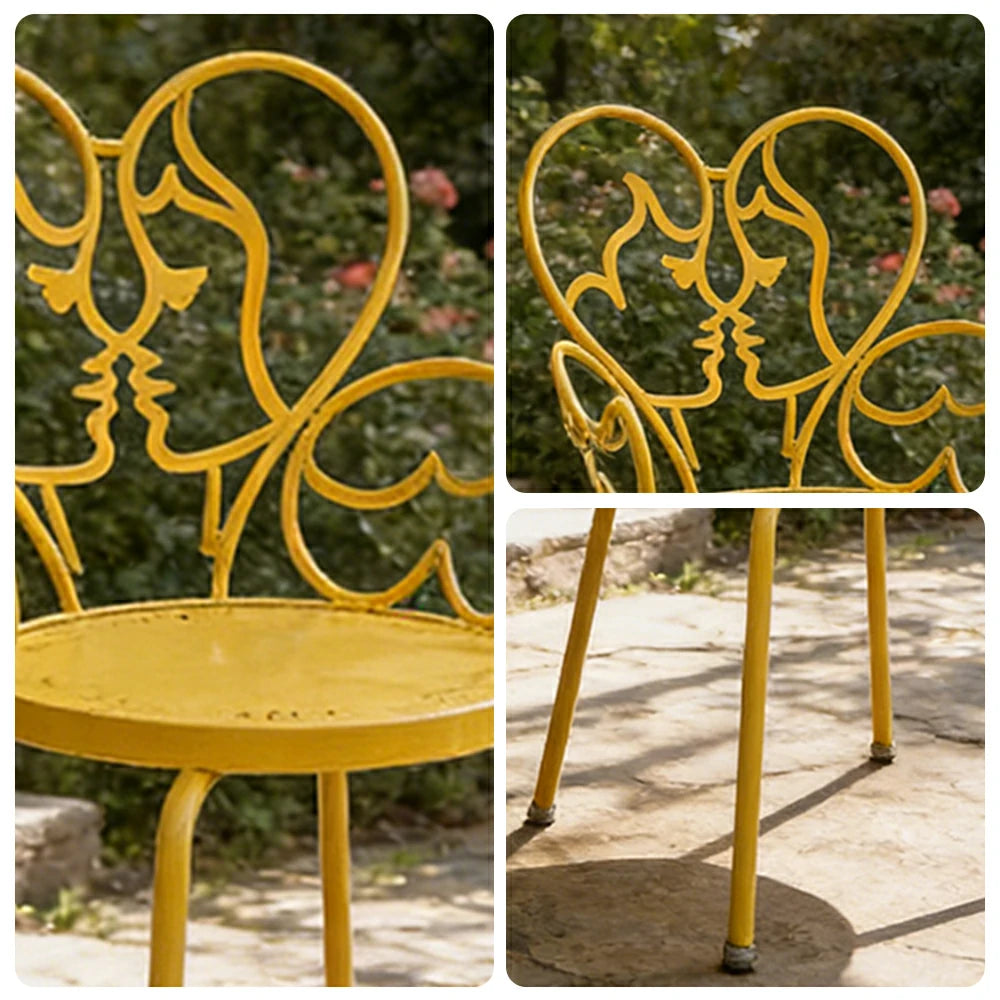 SOLARA Outdoor Dining Chair Lightweight Aluminium Frame Rust-Resistant Finish Romantic Backrest Design - Yellow