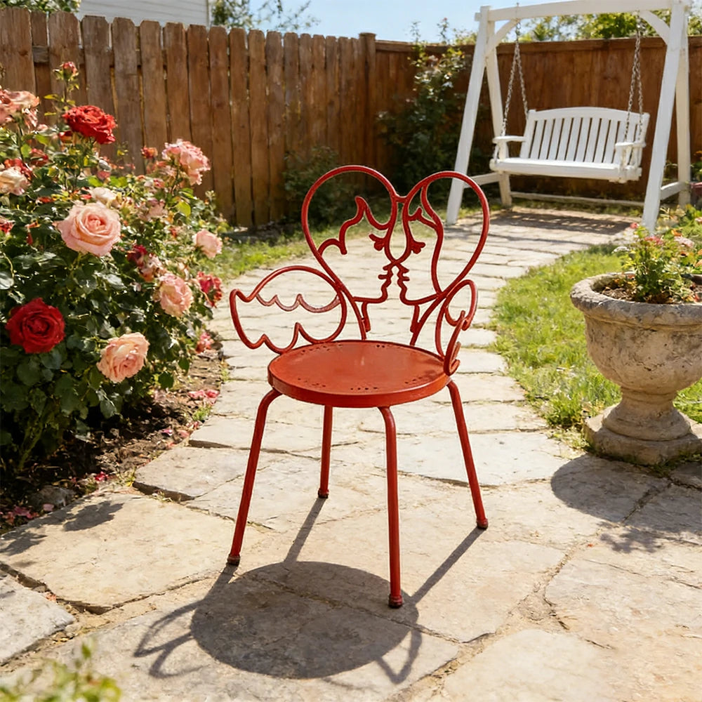 SOLARA Outdoor Dining Chair Lightweight Aluminium Frame Rust-Resistant Finish Romantic Backrest Design - Red