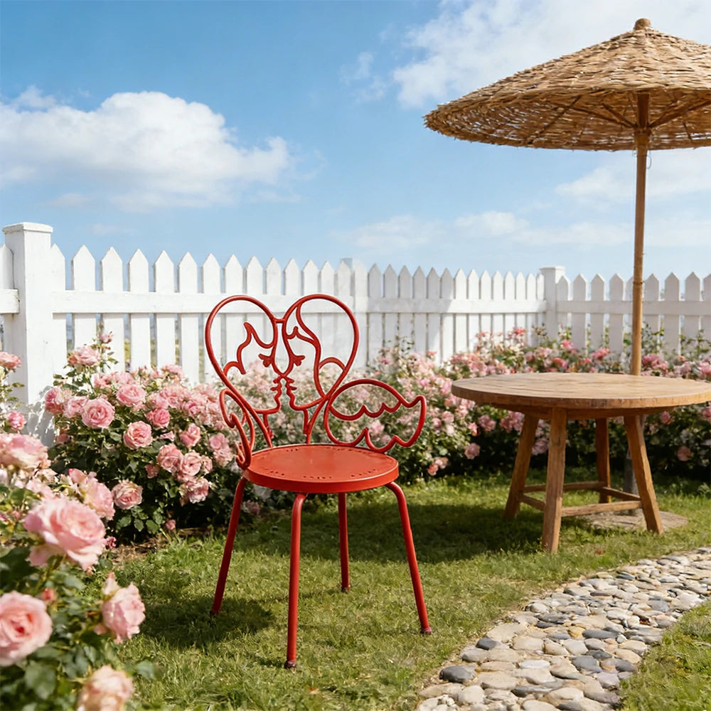 SOLARA Outdoor Dining Chair Lightweight Aluminium Frame Rust-Resistant Finish Romantic Backrest Design - Red