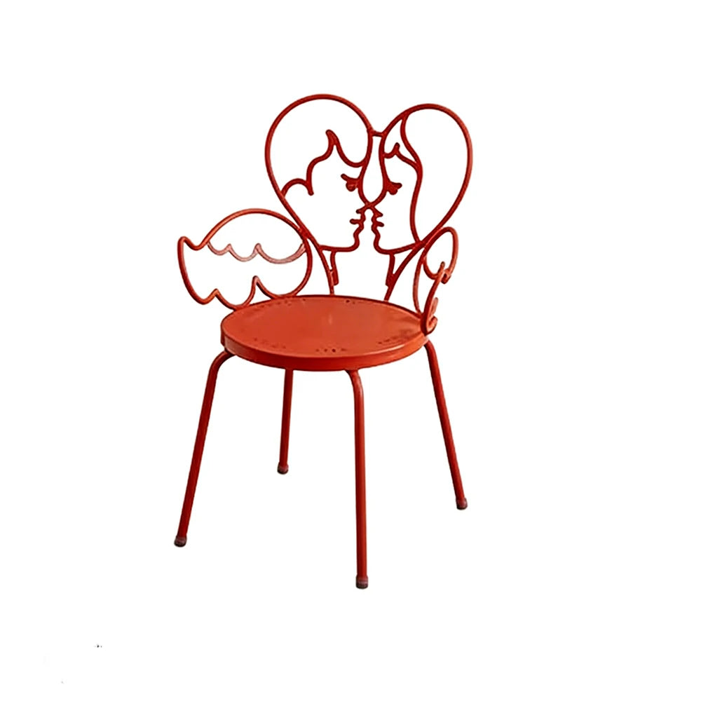 SOLARA Outdoor Dining Chair Lightweight Aluminium Frame Rust-Resistant Finish Romantic Backrest Design - Red